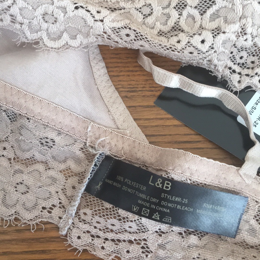 L&B Flower lace bralette strappy back Mocha - Picture 7 of 7